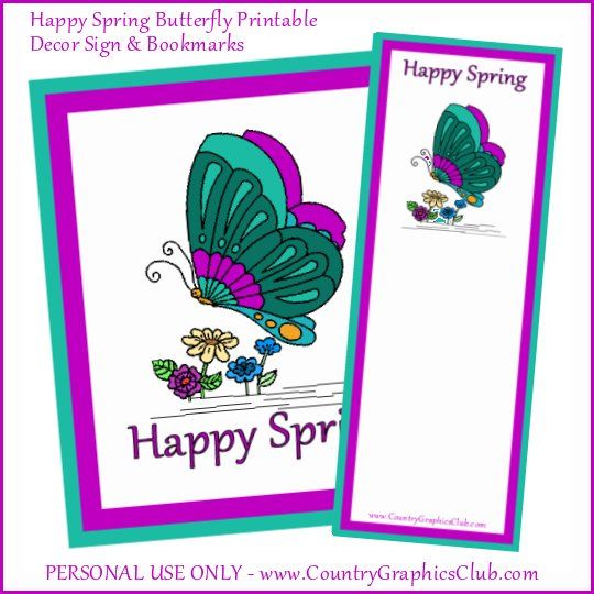 HAPPY SPRING BUTTERFLY PRINTABLE